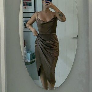 House of CB Asymmetrical Brown Dress